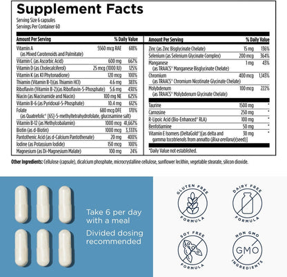 Designs for Health Metabolic Synergy - Multivitamin and Mineral Supplement with Chromium, Zinc, Selenium, R-Lipoic Acid, Vitamins + More (360 Capsules)