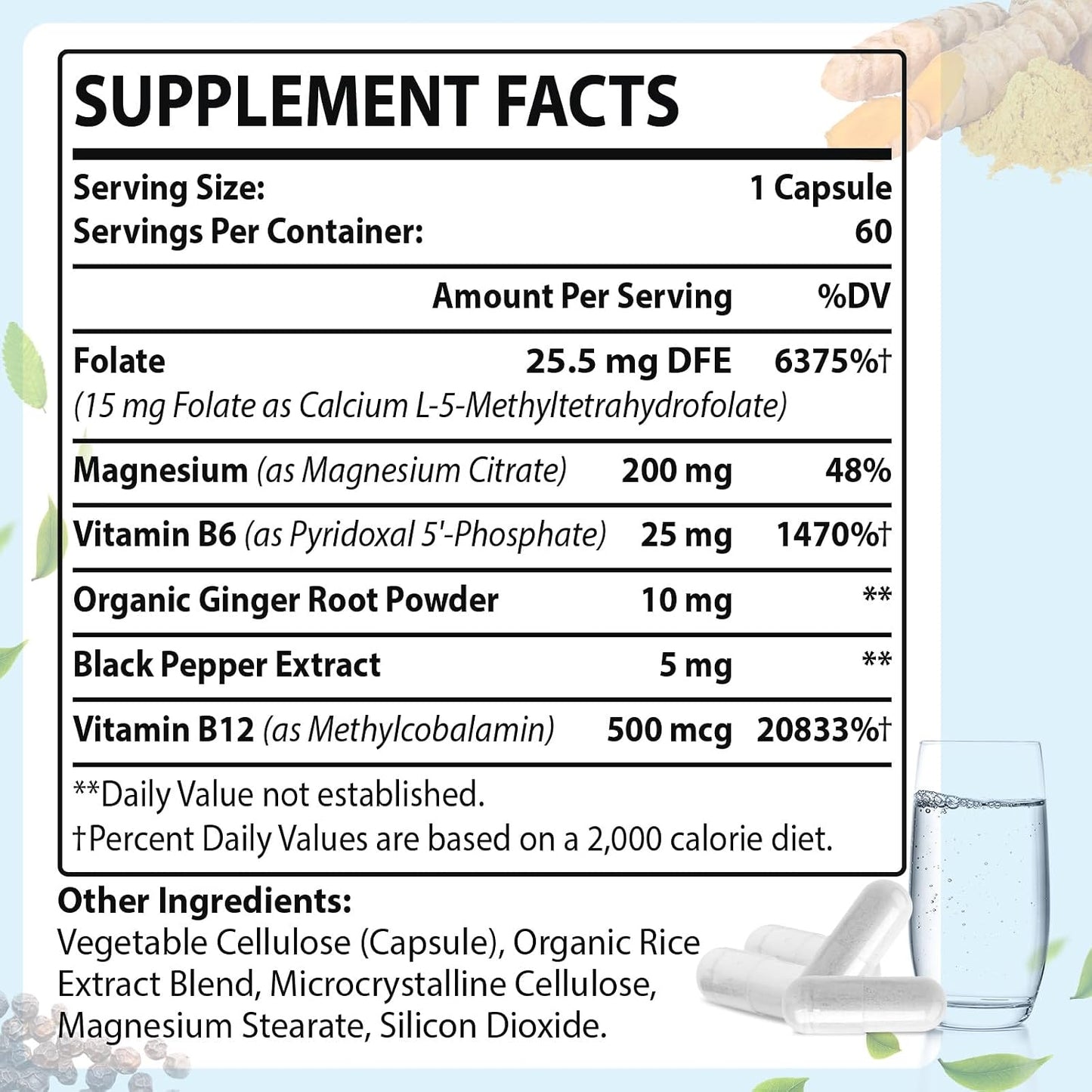 L-Methylfolate 15mg (5-MTHF) - Active Folic Acid with B6 and B12 - Vegan, Gluten-free, Dairy-Free - görsel 2