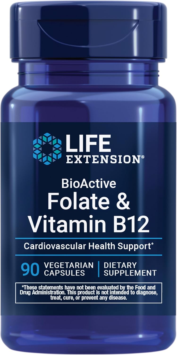 Life Extension BioActive Folate & Vitamin B12 - 90 Capsules - görsel 1