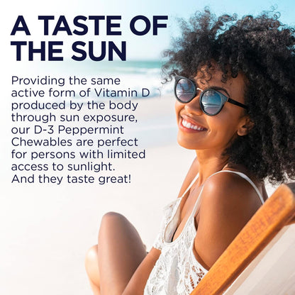 KAL Vitamin D3 1000 IU Chewable Tablets - Natural Peppermint Flavour, 100 Count