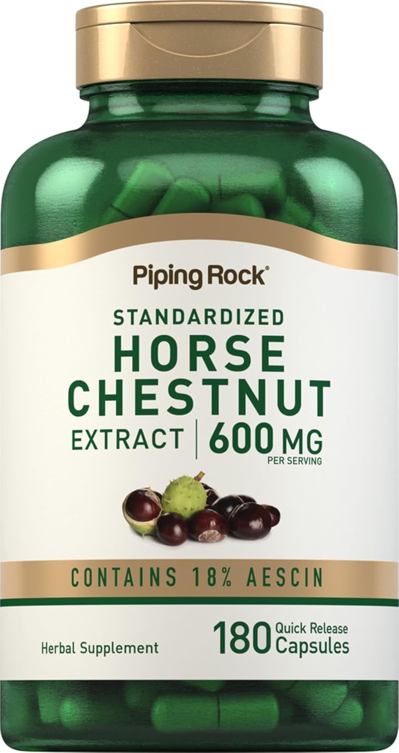 Piping Rock Horse Chestnut Extract Supplement | 180 Capsules | with Aescin and Calendula | Non-GM, Gluten-free - görsel 1