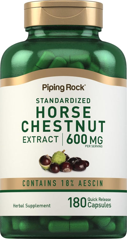 Piping Rock Horse Chestnut Extract Supplement | 180 Capsules | with Aescin and Calendula | Non-GM, Gluten-free