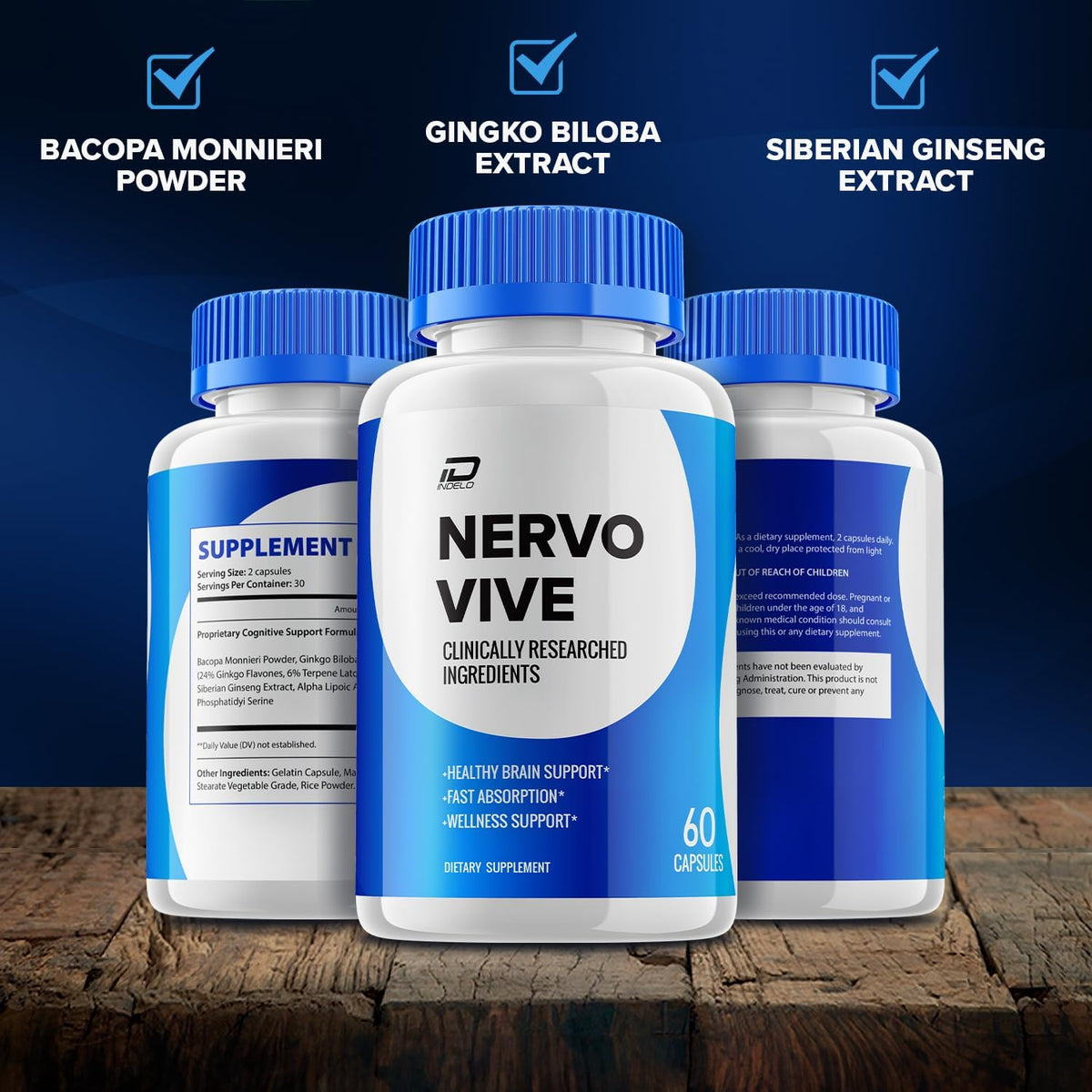 Nervo Vive Brain Supplement Capsules – All-Natural Memory & Focus Support (3 Pack, 180 Capsules) - görsel 4