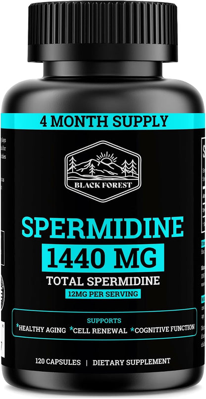 Spermidine Food Supplement – 1440mg (99% Pure) – 120 Capsules – 4 Month Supply