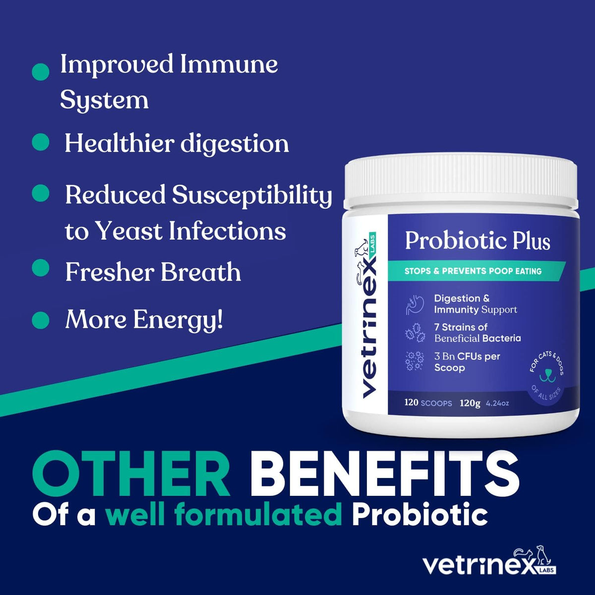 Vetrinex Labs Coprophagia Deterrent & Probiotic Powder for Dogs (120g) - görsel 4
