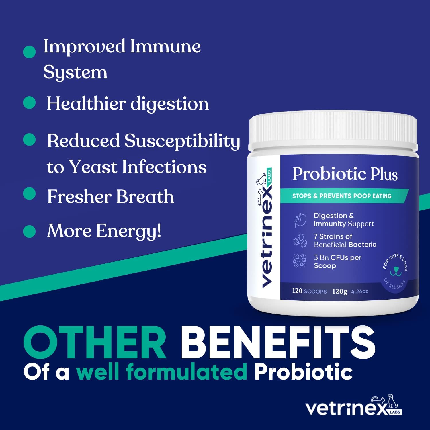 Vetrinex Labs Coprophagia Deterrent & Probiotic Powder for Dogs (120g) - görsel 4