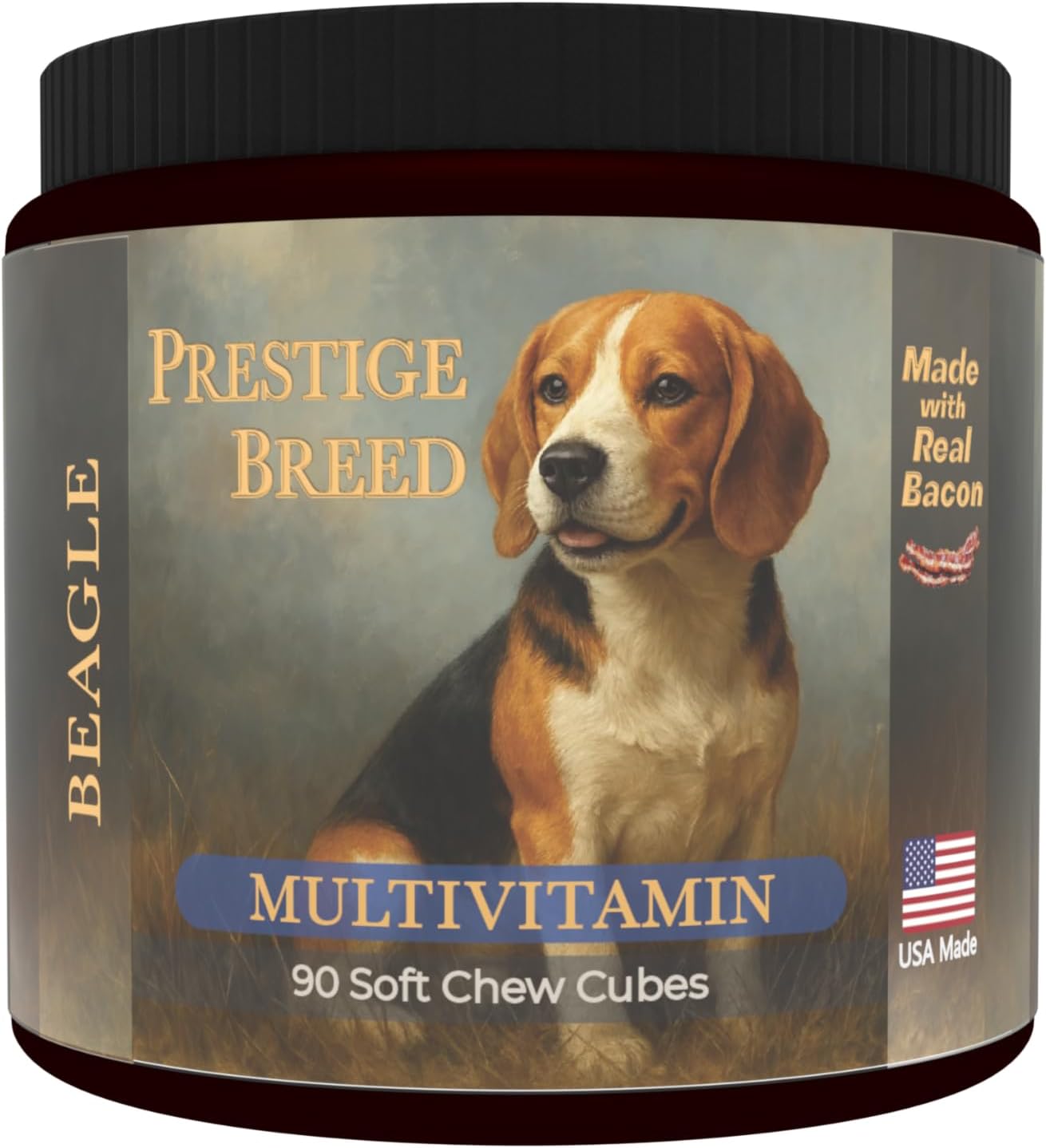 Prestige Breed Beagle Multivitamins, 90 Chewable Tablets with Real Bacon - Made in USA - görsel 1