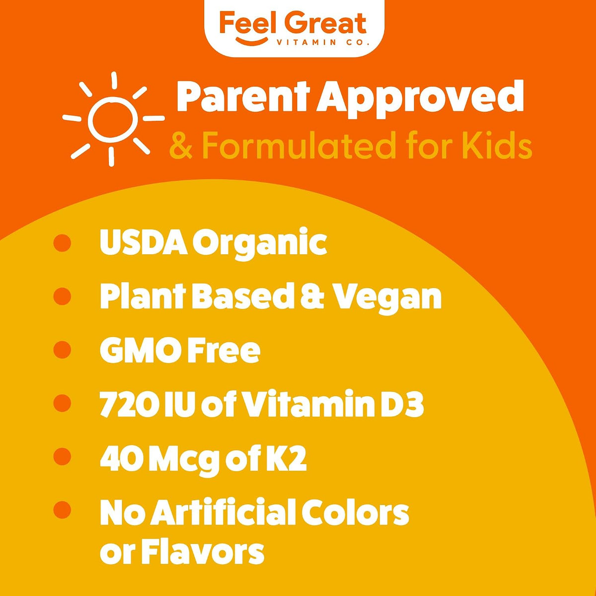 Feel Great USDA Organic Liquid Vitamin D Drops for Infants & Toddlers with K2, 2 oz - görsel 6