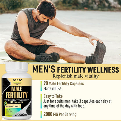 Male Fertility Supplement - Optimal Sperm Count, Motility & Vitality - 90 Capsules