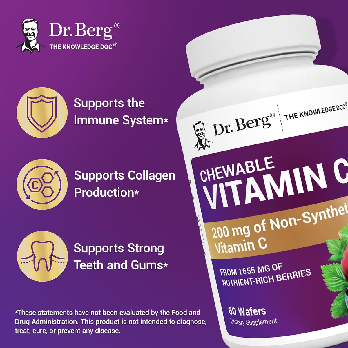 Dr. Berg Chewable Vitamin C Complex – Organic Berry Vitamin C Wafers - görsel 4