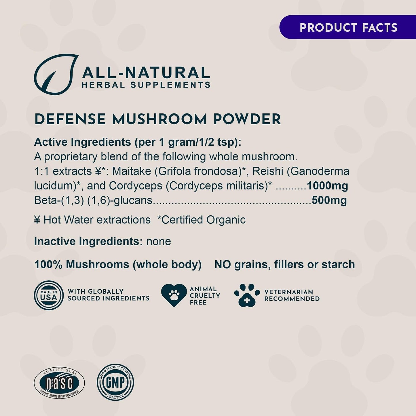 MUSHROOM DEFENCE Supplement for Dogs & Cats - Critical Immune Defence, Reishi, Maitake, Cordyceps, Mushroom Powder Extract - 70 g (Pack of 1) - görsel 7