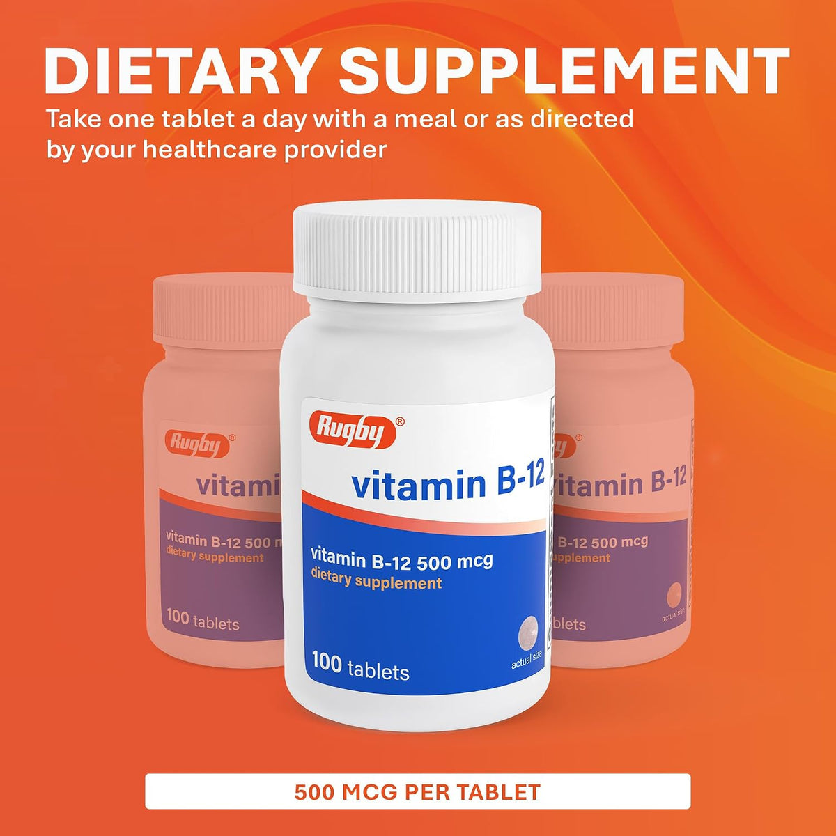 Rugby Vitamin B12 500 mcg Supplement – 100 Tablets - görsel 4
