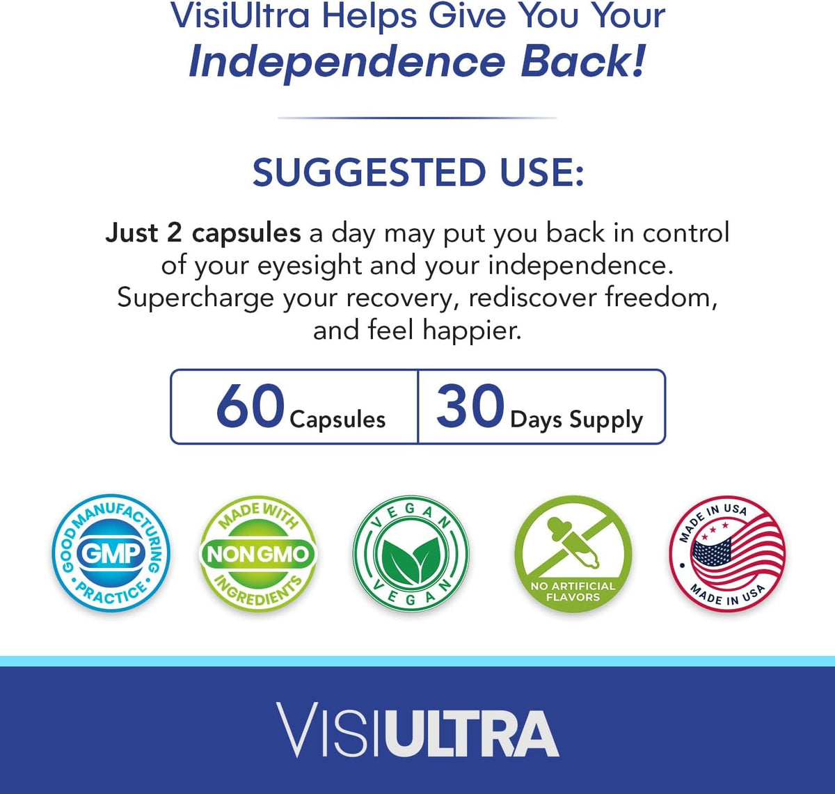 VisiUltra Eye Health Supplement – 14 Essential Nutrients for Vision Support & Blue Light Protection (60 Capsules) - görsel 3