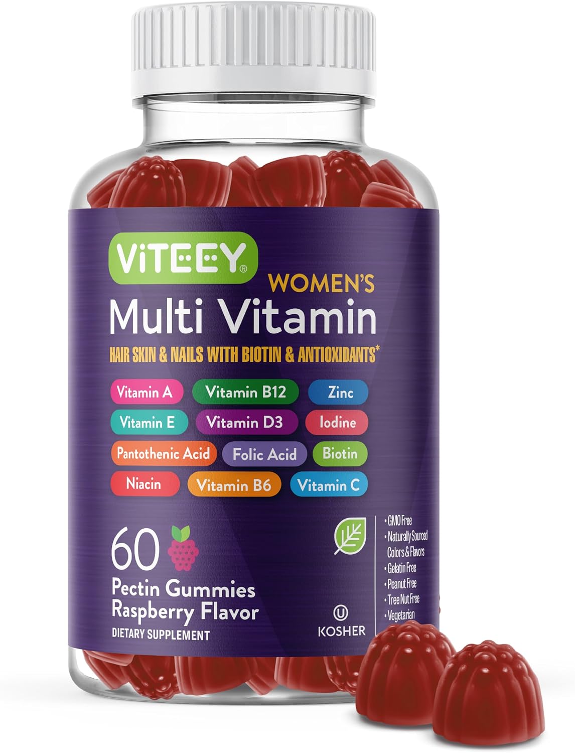 Viteey Women's Multivitamin Gummies - Immune Support - Raspberry Flavoured - görsel 7