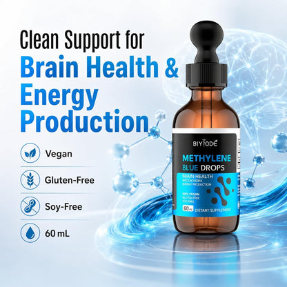 Methylene Blue Drops - Formaldehyde and Alcohol Free - 1% Methylene Blue for Human Undertake - Brain Health Grade