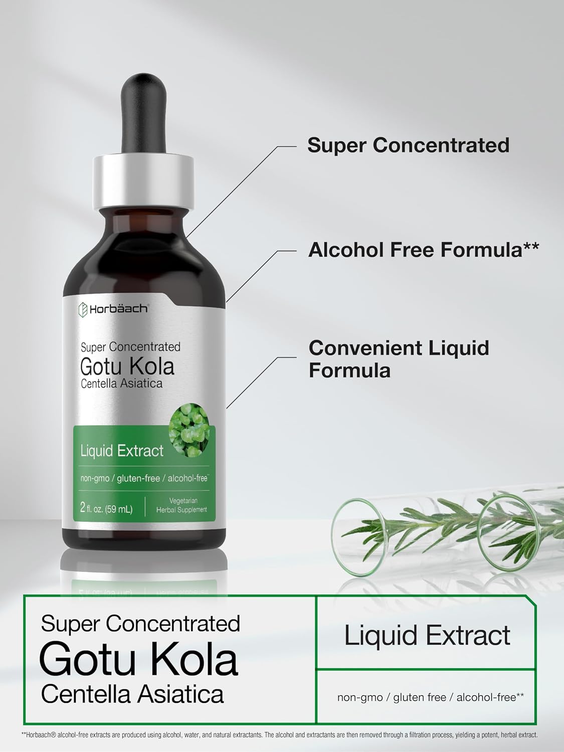 Horbäach Gotu Kola Extract - Alcohol Free Liquid Supplement, 60 ml - görsel 4