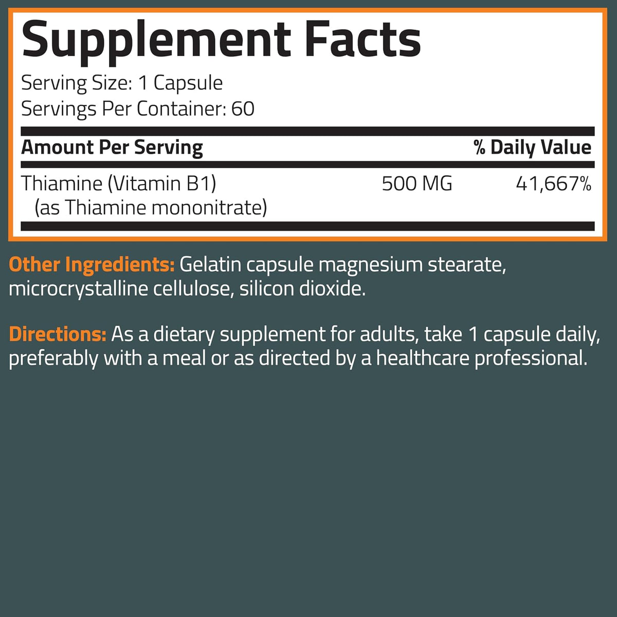 Bronson Vitamin B1 Extra Strength 500 mg High Potency Non-GMO, 60 Capsules - görsel 8
