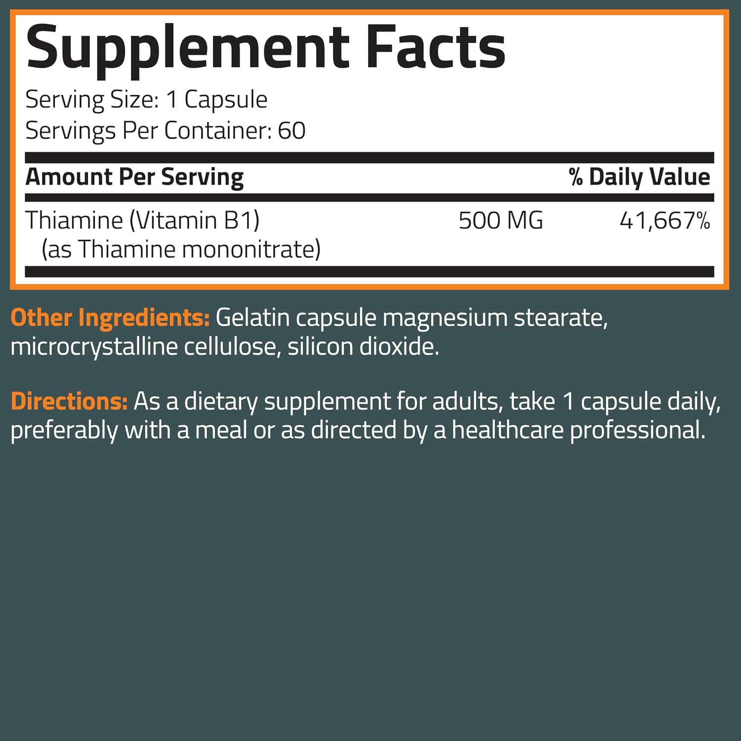 Bronson Vitamin B1 Extra Strength 500 mg High Potency Non-GMO, 60 Capsules - görsel 8