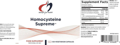 Designs for Health Homocysteine Supreme - Methylated B Vitamin Complex with Folate, B12, TMG, and L-Serine (120 Capsules)