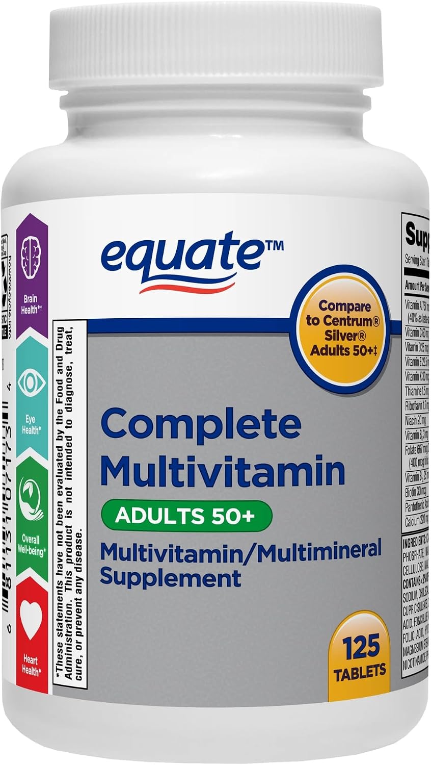 Equate Adult 50+ One Daily Complete Multivitamin, 125 Tablets - görsel 2