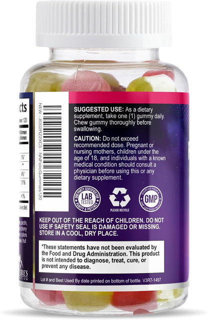 Folic Acid Gummies for Women – Prenatal Folate Supplement – Natural Orange & Cherry Flavour – 120 Gummies