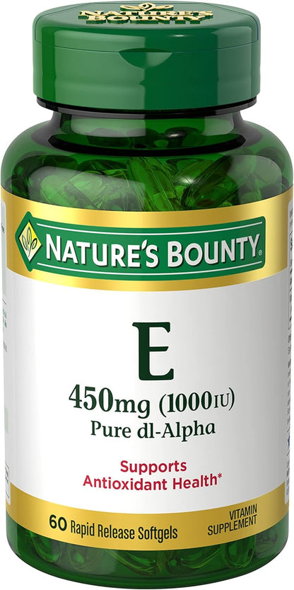 Nature's Bounty Vitamin E 1000 IU Softgels, 60 Count