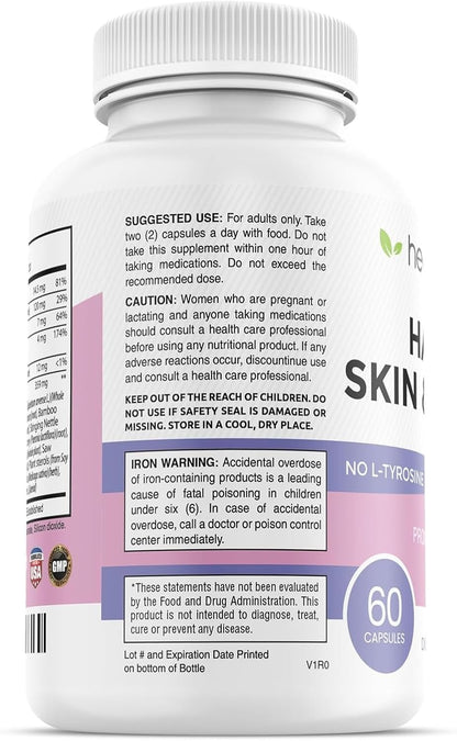 healblend Hair Skin and Nails Vitamins for Women with Biotin 5000 mcg, Iron and Manganese | Vegan, Non-GMO | 60 Capsules (2)