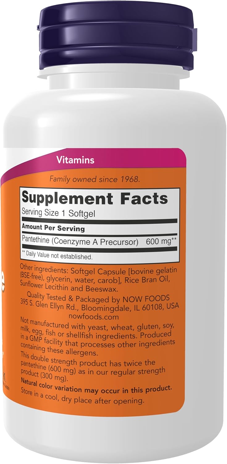 NOW Foods Pantethine 600 mg Double Strength Softgels - görsel 2