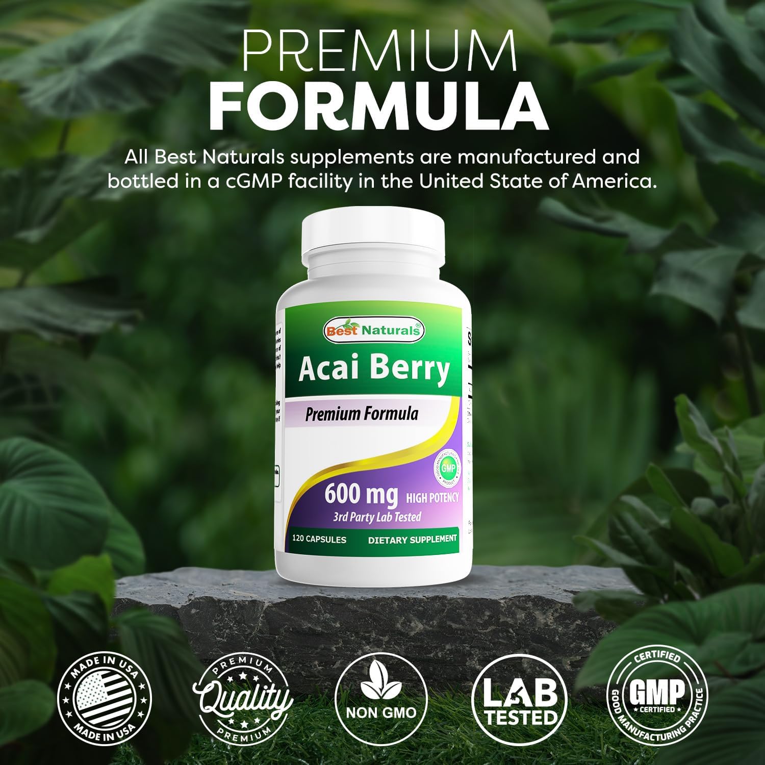 Best Naturals Acai Berry 600mg – 120 Capsules – Pure High Potency Supplement - görsel 5