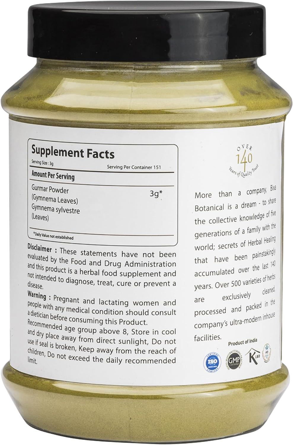 bixa BOTANICAL Gymnema Leaf Powder (Gudmar, Shardunika) - 1 lb (454 g) | Natural Herbal Supplement - görsel 2