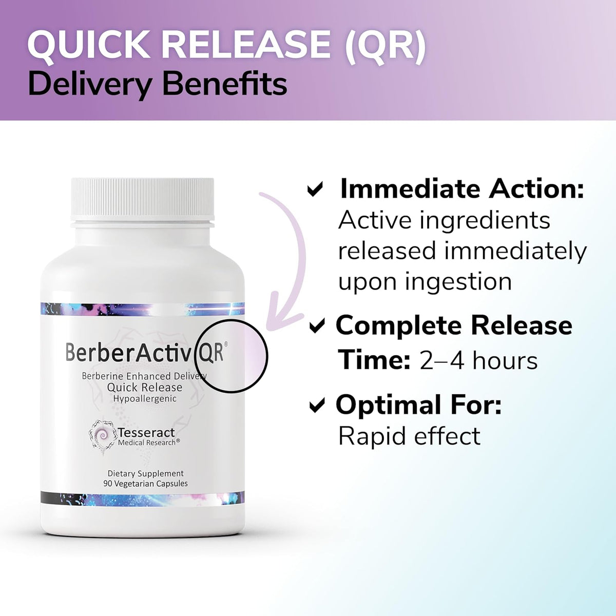 Tesseract Medical Research BerberActiv-QR Berberine Supplement - 350 mg, 90 Vegetarian Capsules - görsel 5