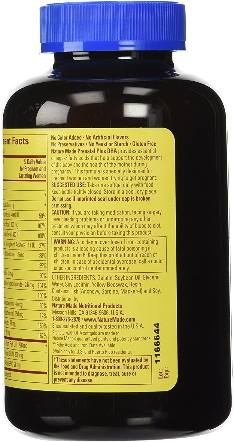 Nature Made Prenatal Multi + DHA, 200mg, 150 Soft gel capsule Capsules (2-Pack) - görsel 3