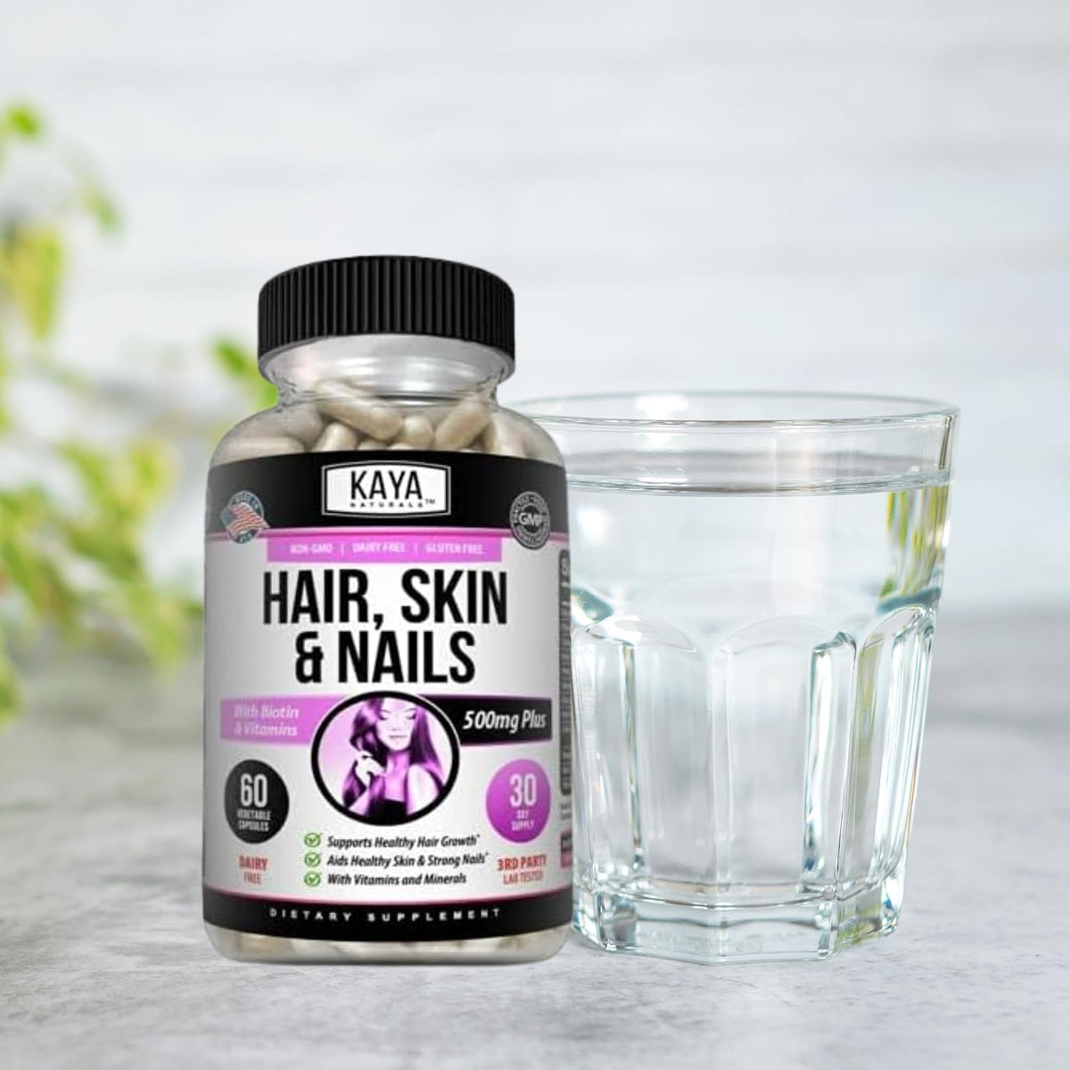 Kaya Naturals Hair, Skin & Nail Capsules – Biotin, Vitamin D, B12, A, Folic Acid Food Supplement – Image 7