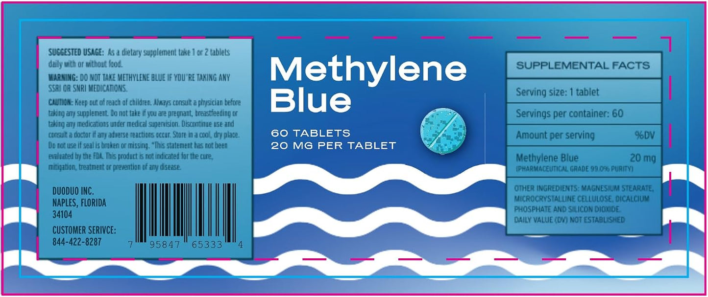 Methylene Blue, USP Grade, 20mg Tablets – 60 Scored & Unflavoured Tablets - görsel 4