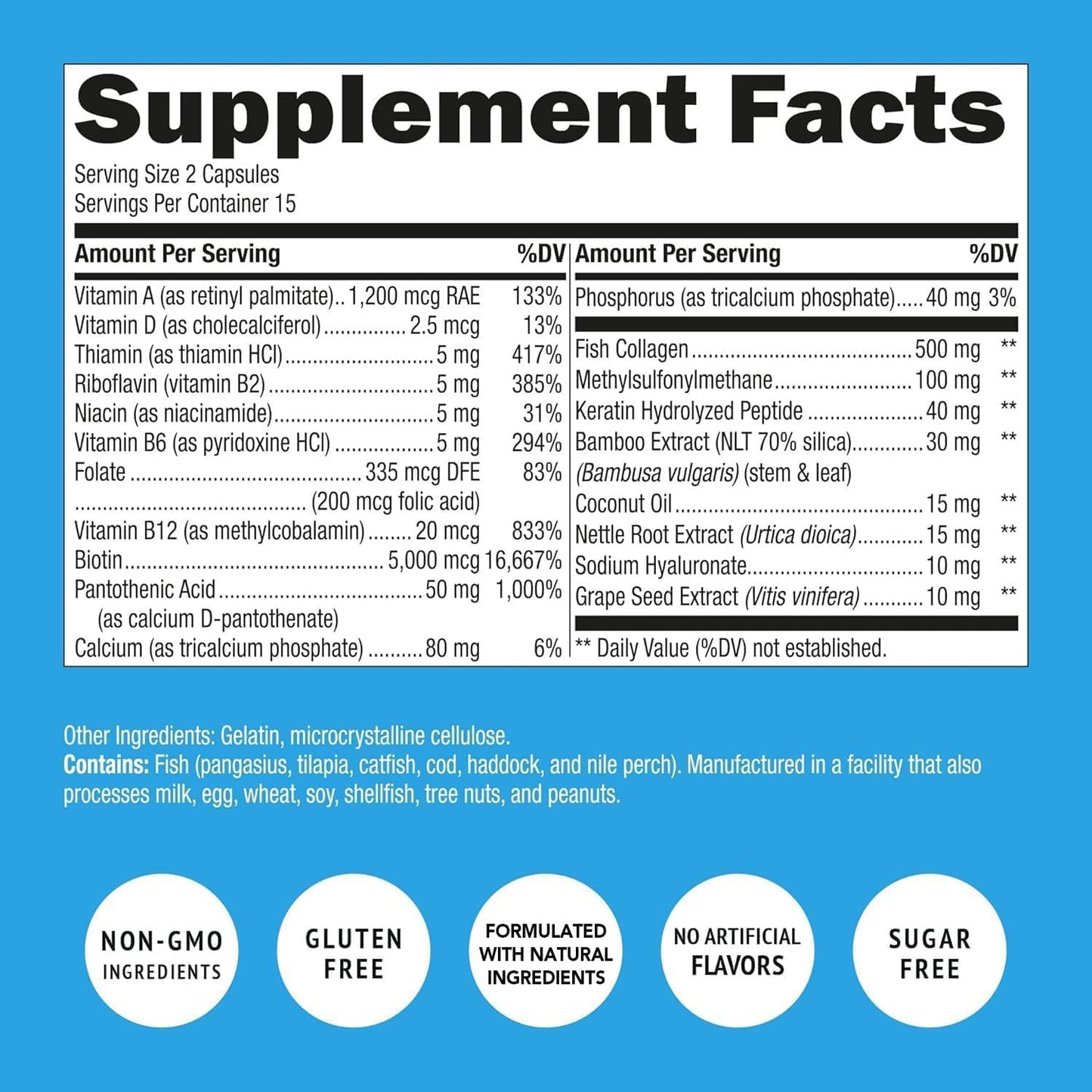 Super Natural Goods Biotin Collagen Keratin Supplement - Hair, Skin and Nail Support (120 Capsules) - görsel 6