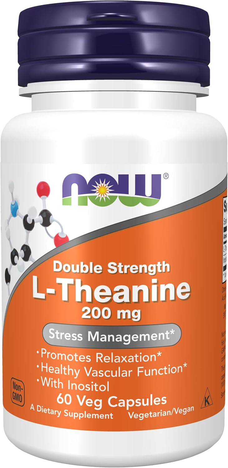 NOW Foods L-Theanine Stress Management 200 mg, 60 Capsules (2-Pack) - görsel 1