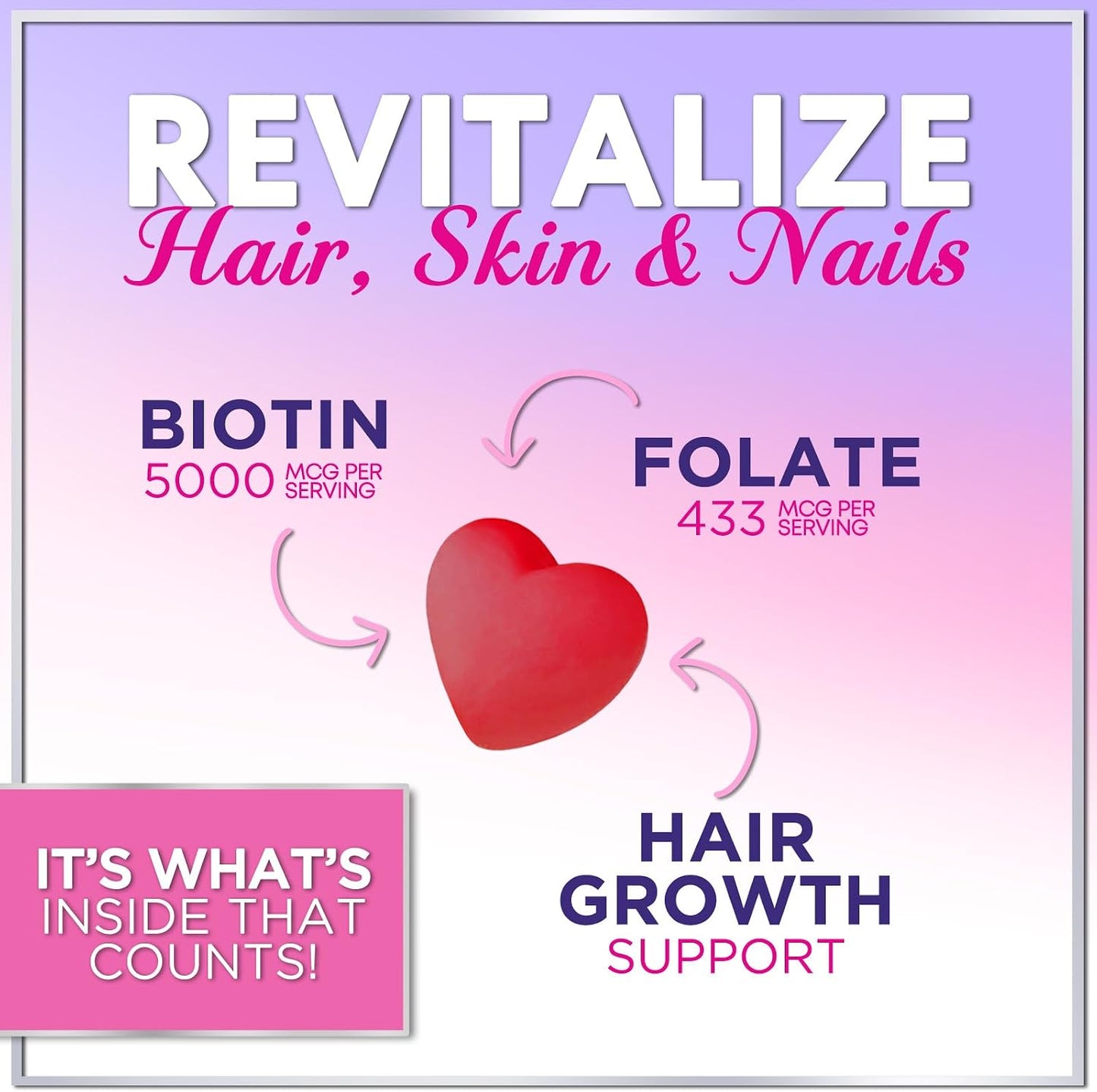 Hello Lovely Hair Vitamins Gummies – Biotin 5000 mcg with Vitamins E and C for Hair, Skin and Nails – 60 Gummies - görsel 5
