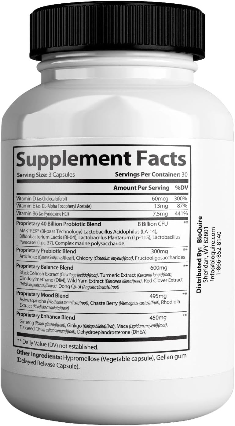 BIOQUIRE Night Sweats Gone - Menopause Relief for Women - 40 Billion Probiotic Blend - 90 Capsules - görsel 2
