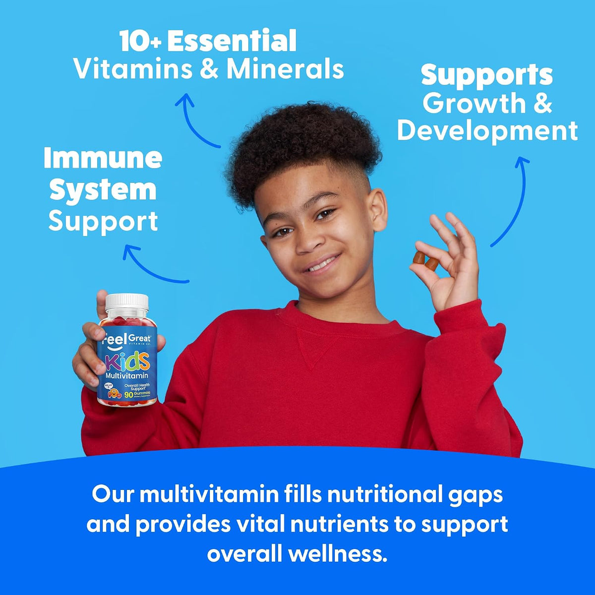 Feel Great Kids Multivitamin Gummies - Citrus & Strawberry Flavoured - 45-Day Supply - görsel 5