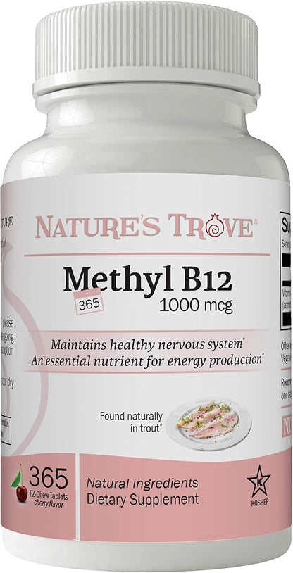Vitamin B12 Methylcobalamin 1000 mcg - 365 Chewable Tablets, Cherry Flavour