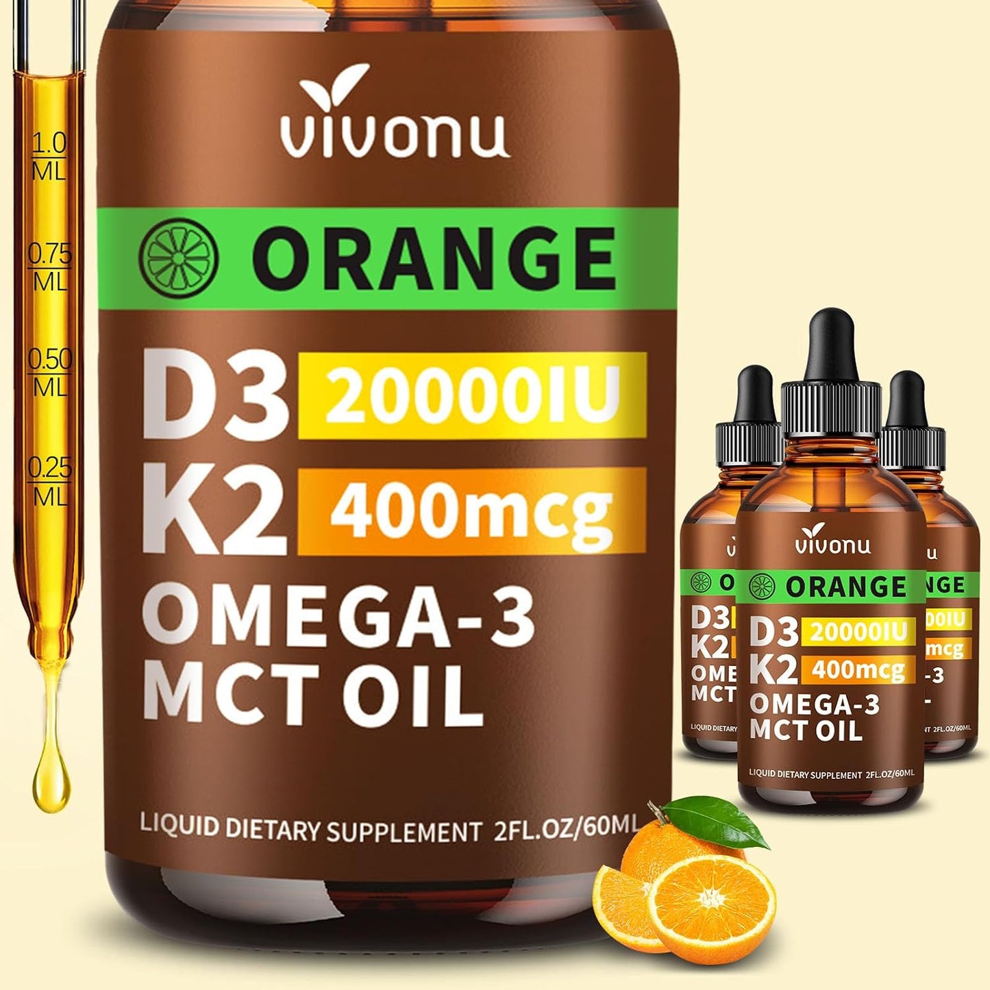 VivoNu Vitamin D3 and K2 10000 IU with MK7-300 Virgin Coconut Oil Soft gel capsules, 2 in 1 Vitamins D & K Complex (180 Capsules) - görsel 9