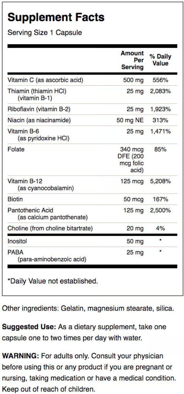 Swanson Super Stress B-Complex Energy and Wellness Food Supplement (240 Capsules, 2 Pack) - görsel 2