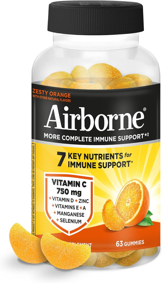 Airborne Immune Support Gummies, Zesty Orange, 63 Gummies
