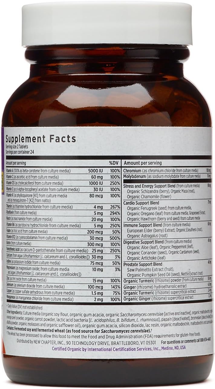 New Chapter Men's Multivitamin, Every Man - Fermented with Probiotics + Selenium + B Vitamins + Vitamin D3 - 48 tablets - görsel 2