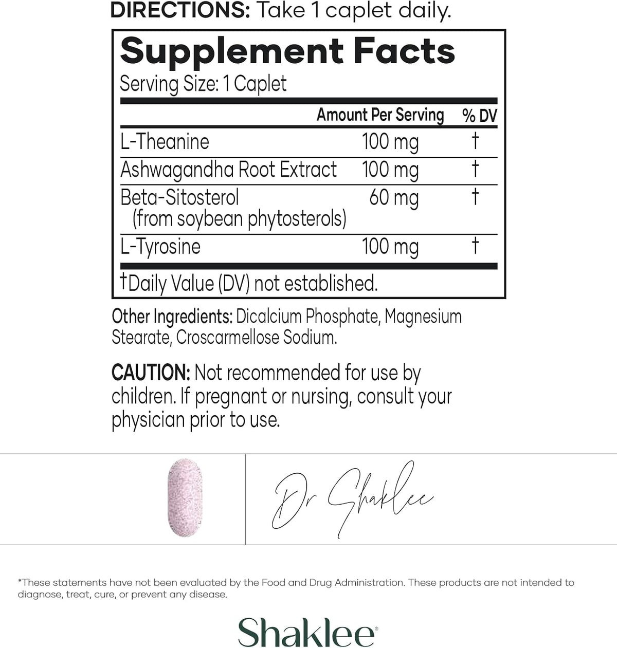 Shaklee Stress Relief Complex - Calming Blend of L-theanine, Ashwagandha, Beta-sitosterol, and L-tyrosine - 30 Caplets - görsel 3