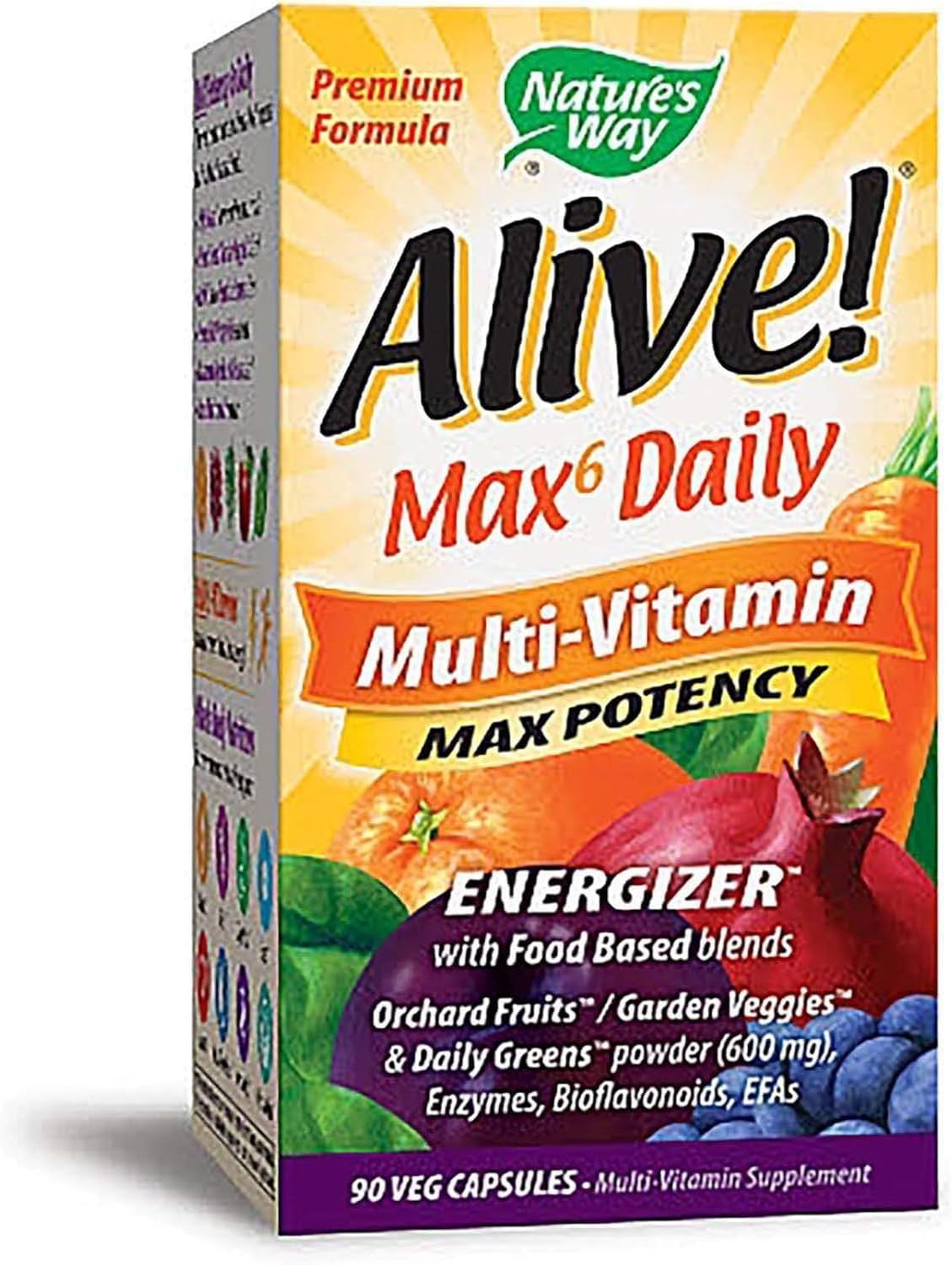 Nature's Way, Alive! Max6 Daily, Multi-Vitamin, Max Potency, 90 Veg Caps - görsel 1