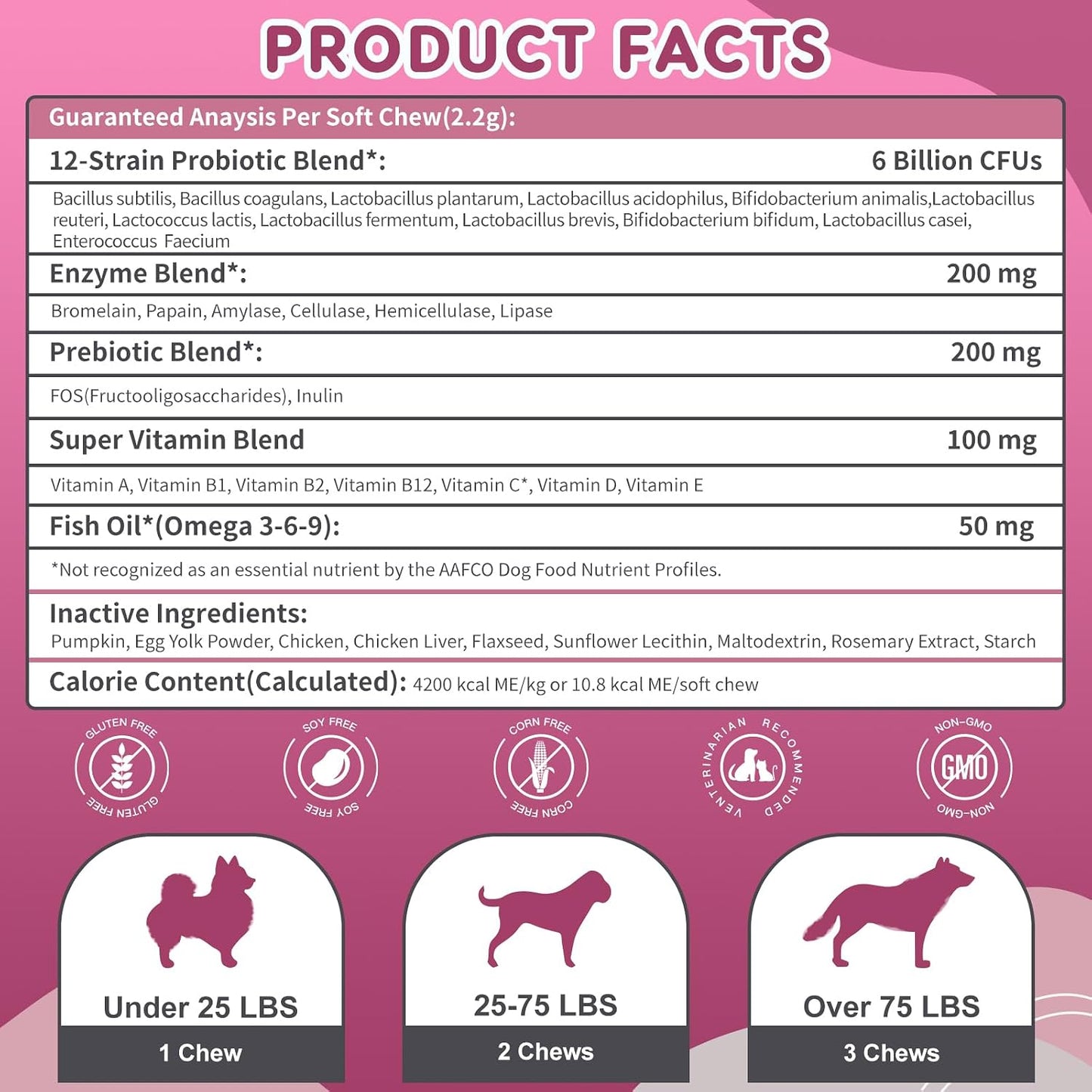 NATURE TARGET Probiotics for Dogs, 120 Soft Chews, Chicken Flavour | Plus Digestive Enzymes & Prebiotic for Digestive Health, Fish Oil & Vitamins Supplement for Allergies & Immune & Itchy Skin - görsel 6