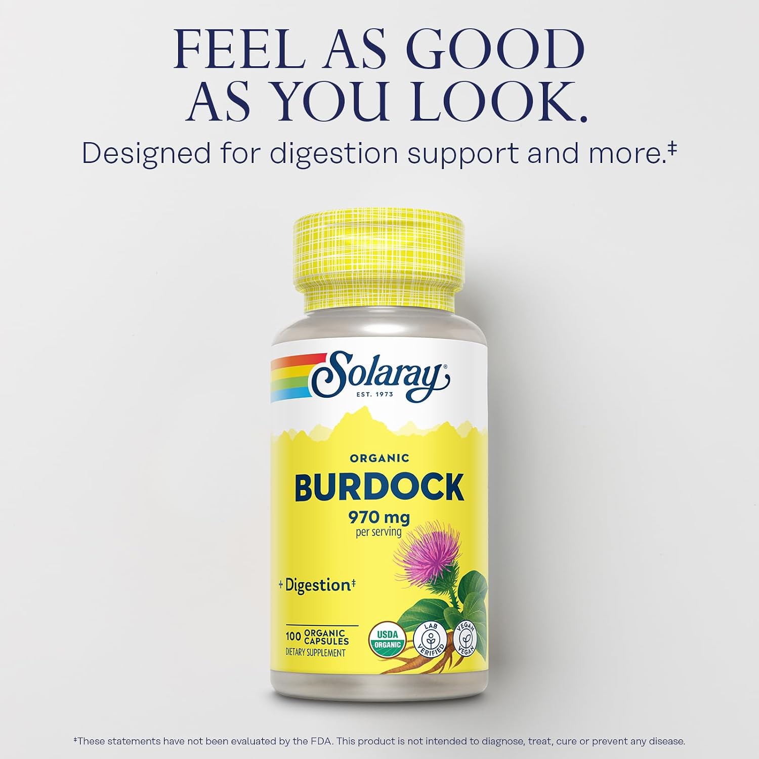 Solaray Organic Burdock Root - 970 mg, 100 Capsules - görsel 3