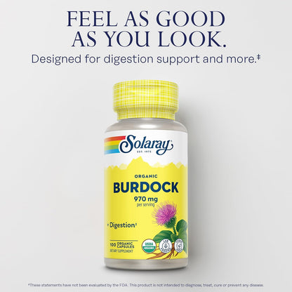 Solaray Organic Burdock Root - 970 mg, 100 Capsules