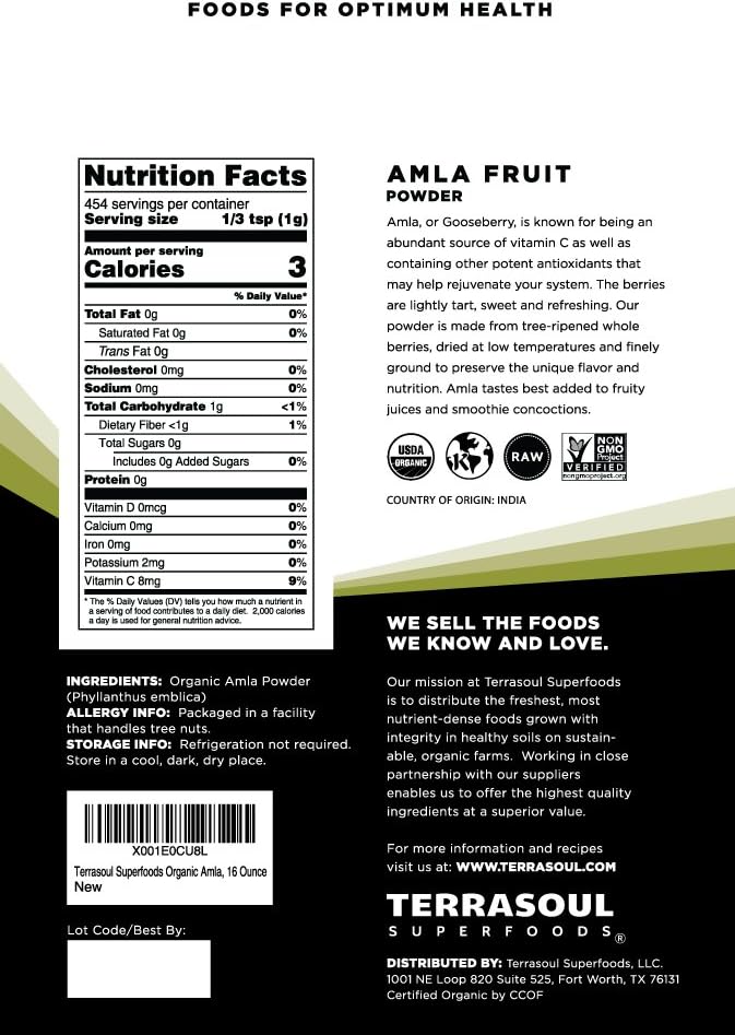 Terrasoul Superfoods Organic Amla Berry Powder (Amalaki), 2 lbs - Rich in Antioxidant Vitamin C - görsel 2